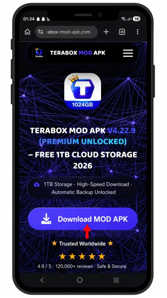  Download TeraBox MOD APK v4.22.9 with Premium Unlocked features offering 1TB free cloud storage, high-speed downloads, and automatic backup for Android in 2026.