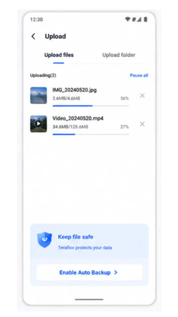 TeraBox MOD APK 10 TeraBox video player interface playing Video_20240520.mp4 with playback progress showing 00:08 of 01:35 duration.